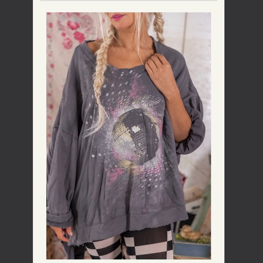 Magnolia Pearl Cotton Knit Oversized Hi Lo Disco Ora Francis Pullover NWT Ozzy